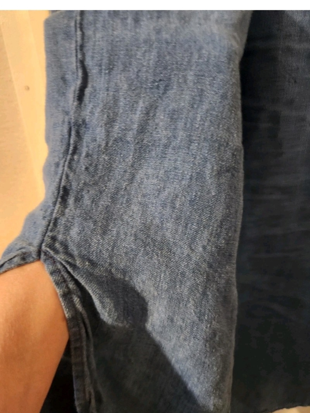 CP Shades Wash Denim Blue Button-Up Linen Shirt B:52" - Picture 4 of 13